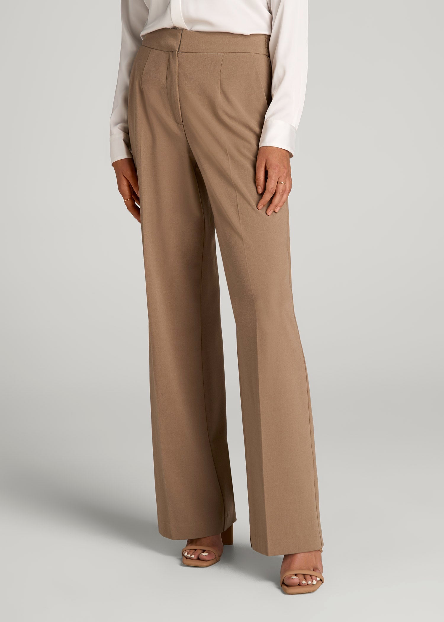 Flat Front Wide Leg Dress Pants for Tall Women in Fawn 20 / Tall / Fawn Flat Front Wide Leg Dress Pants for Tall Women in Fawn 20 / Tall / Fawn