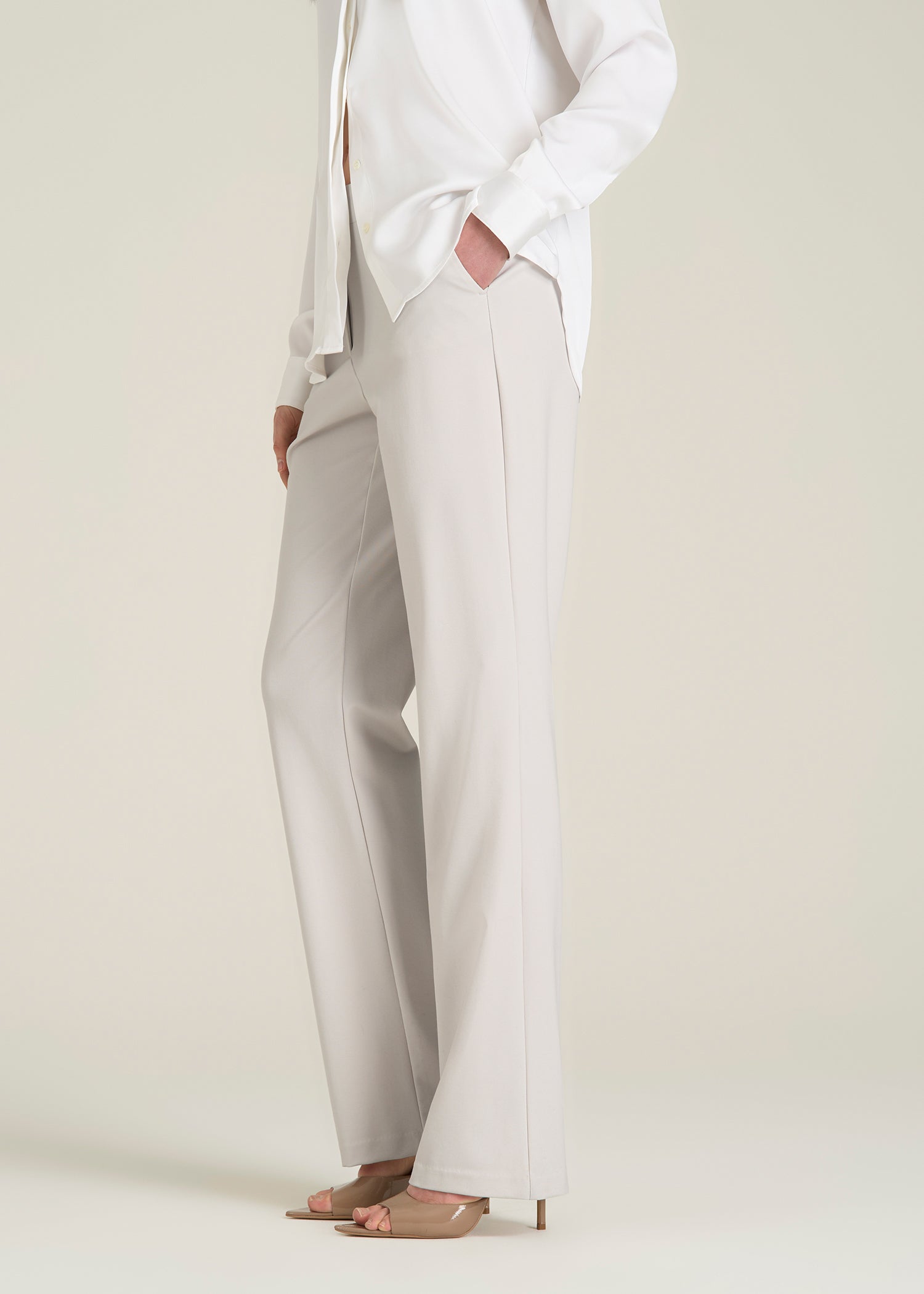 Freedom Flex Straight Leg Dress Pants for Tall Women in White Sand