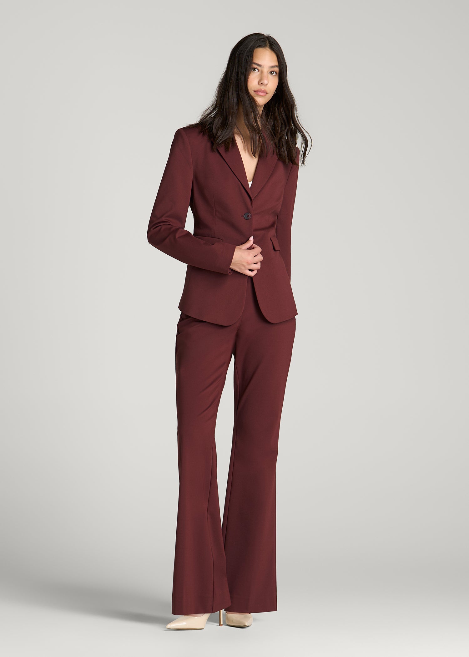 Freedom Flex Two-Button Slim Fit Blazer for Tall Women in Rum Raisin