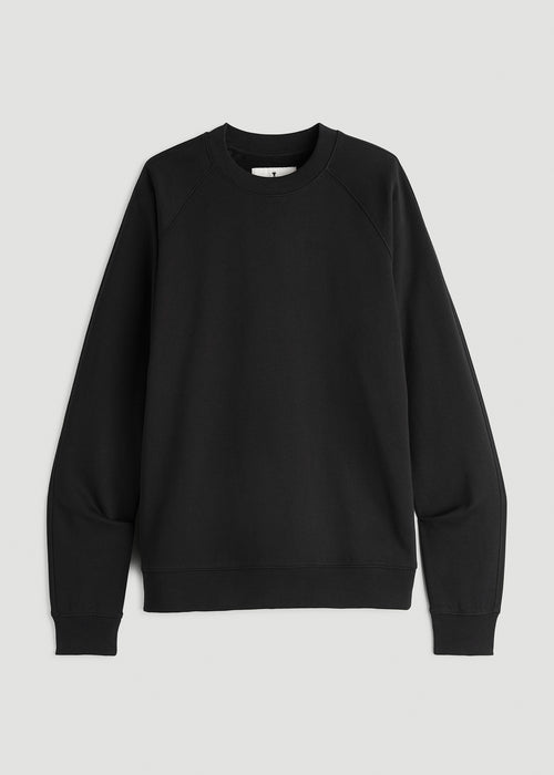 French Terry Crewneck Sweatshirt for Tall Women in Black