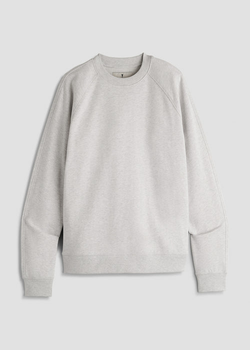 French Terry Crewneck Sweatshirt for Tall Women in Heather Cloud White