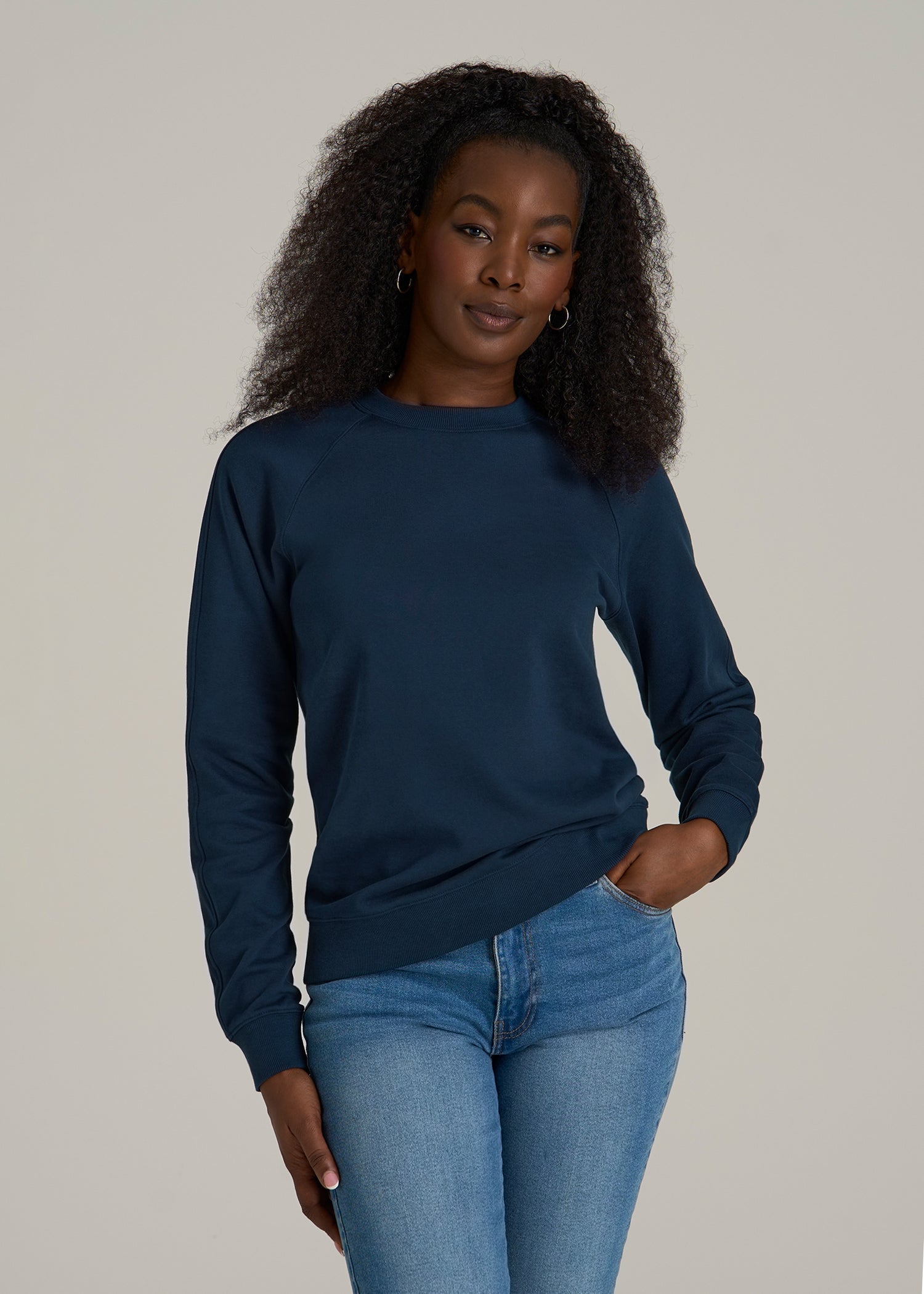 women's french terry crew