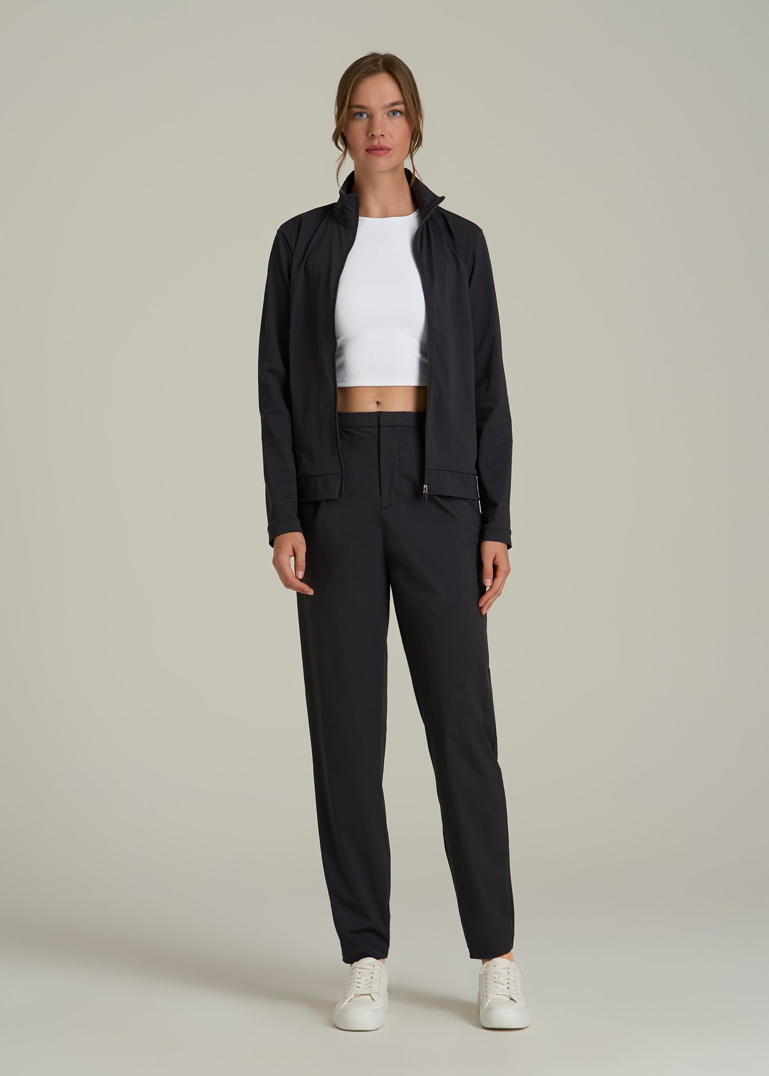 Front Zip Commuter Jacket for Tall Women in Black