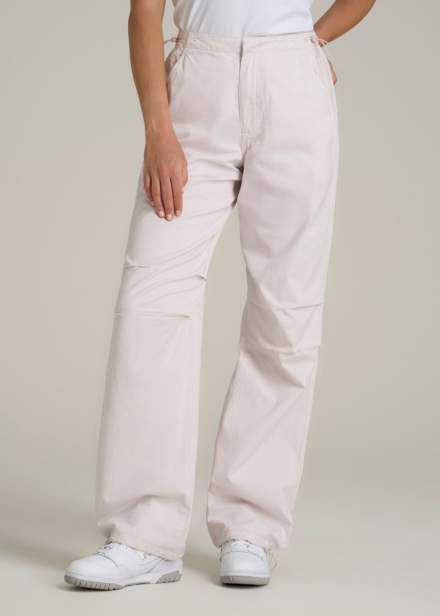 Garment Dyed Parachute Chino Pants for Tall Women in Grey Lilac