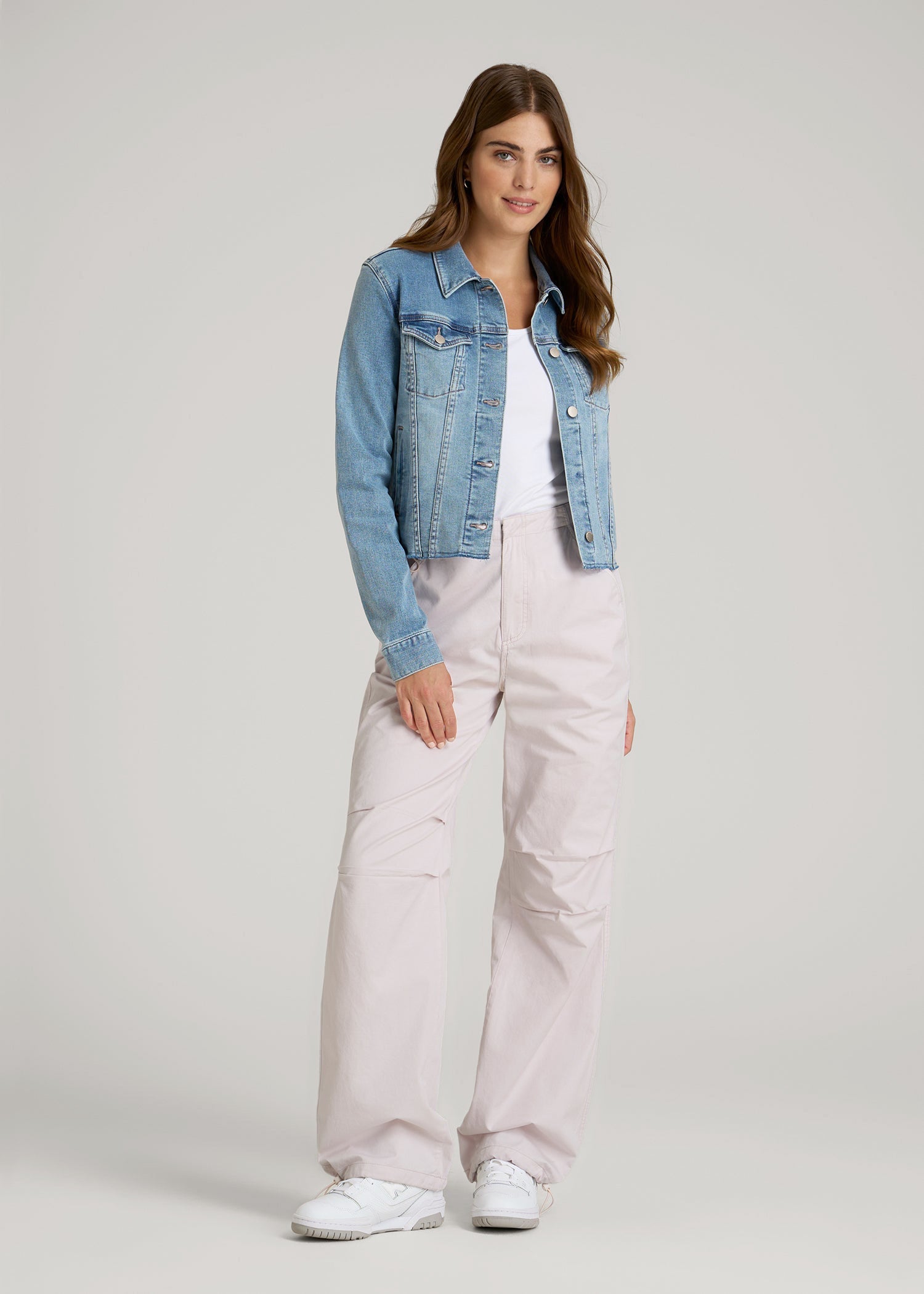 Garment Dyed Parachute Chino Pants for Tall Women in Grey Lilac