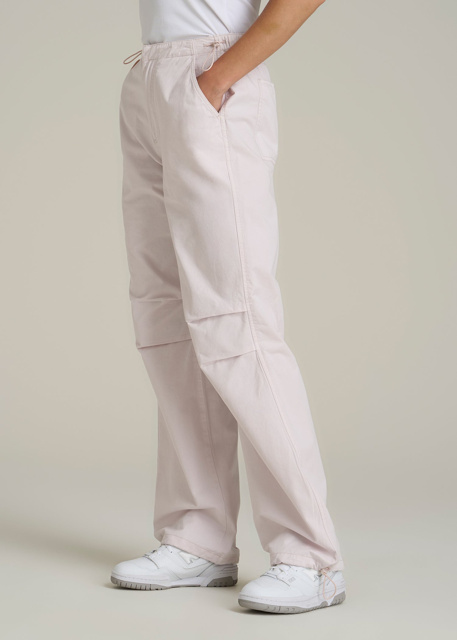 Garment Dyed Parachute Chino Pants for Tall Women in Grey Lilac