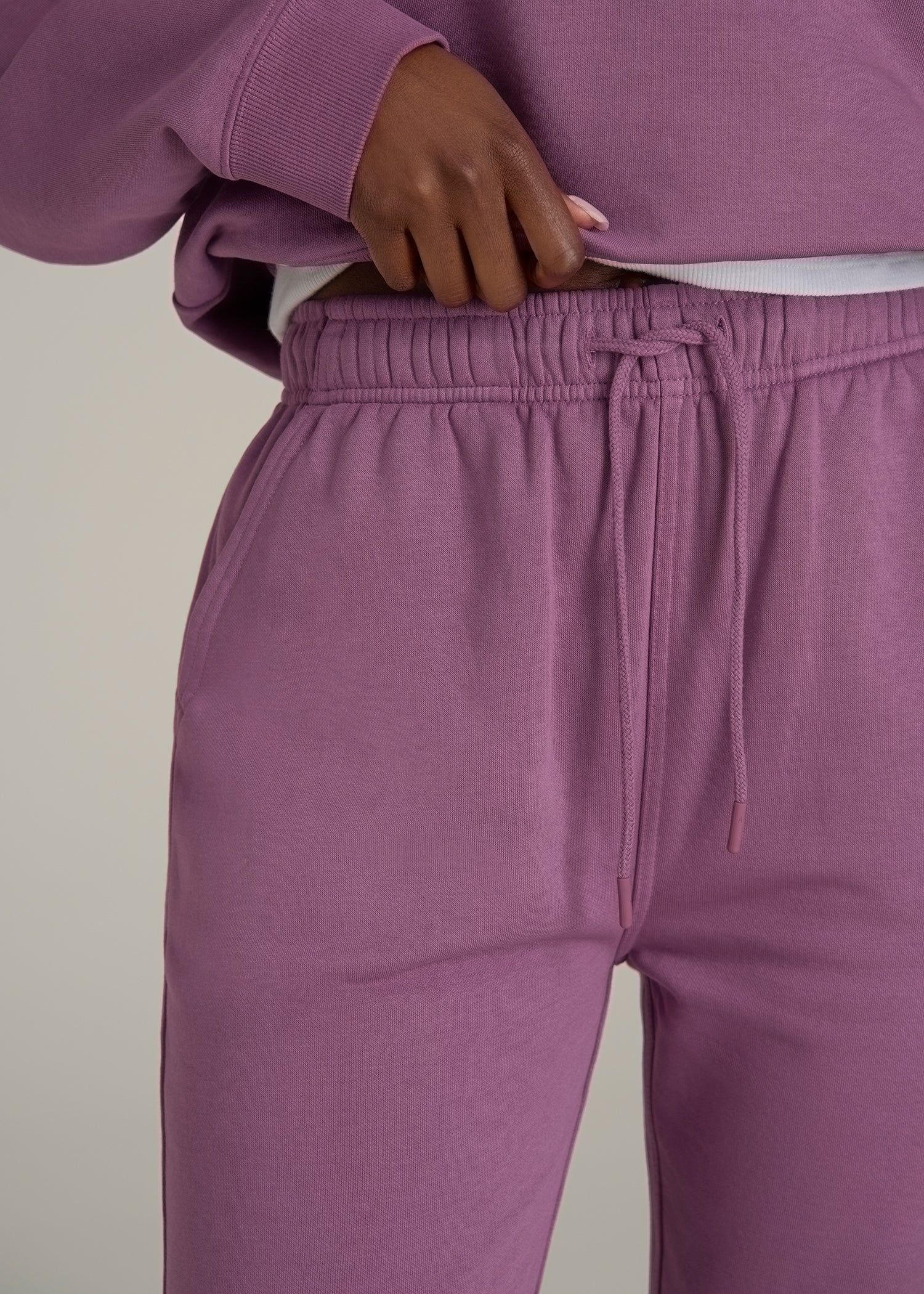 Garment Dyed Sweatpants for Tall Women in Washed Argyle Purple