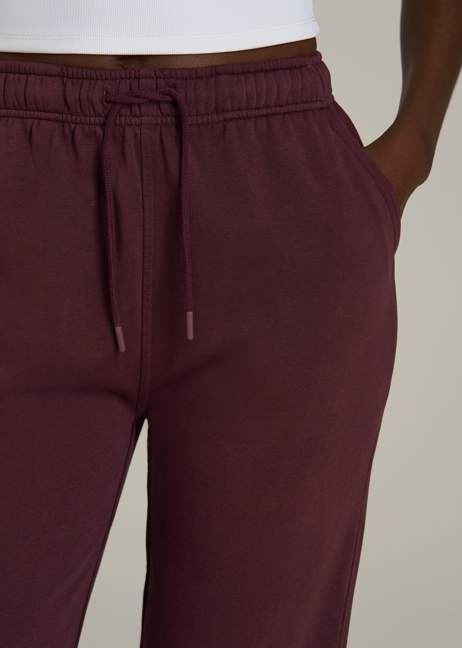 Garment Dyed Sweatpants for Tall Women in Washed Tawny Port