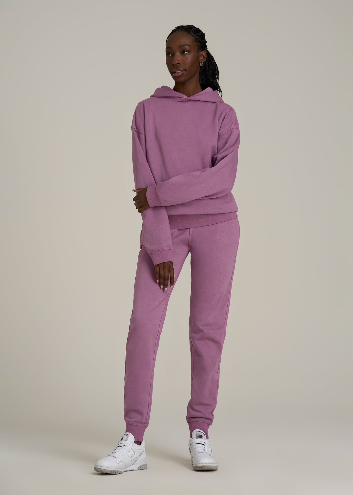 Garment Dyed Hoodie for Tall Women in Argyle Purple