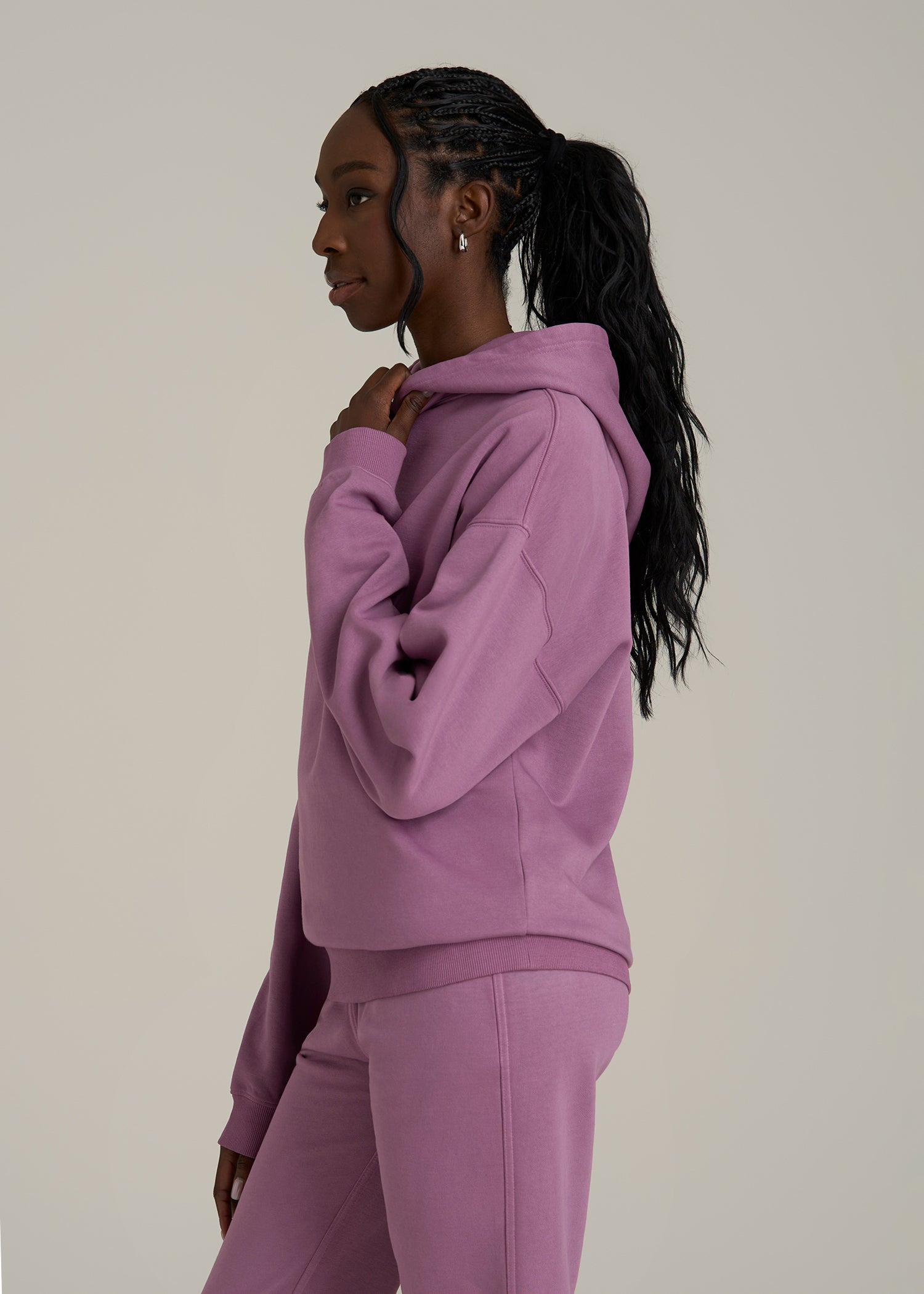 Garment Dyed Hoodie for Tall Women in Argyle Purple