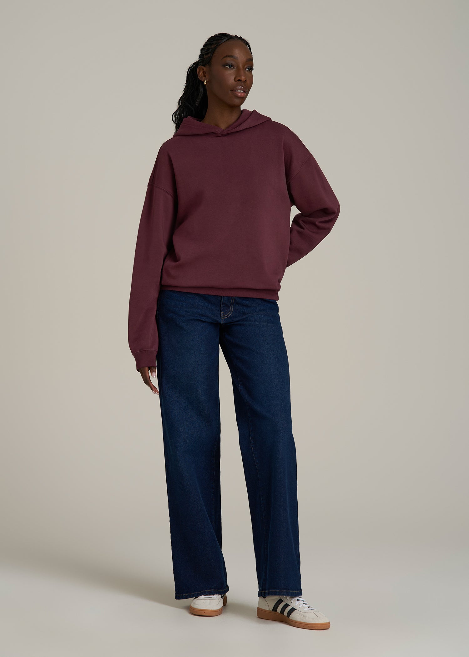 Garment Dyed Hoodie for Tall Women in Tawny Port