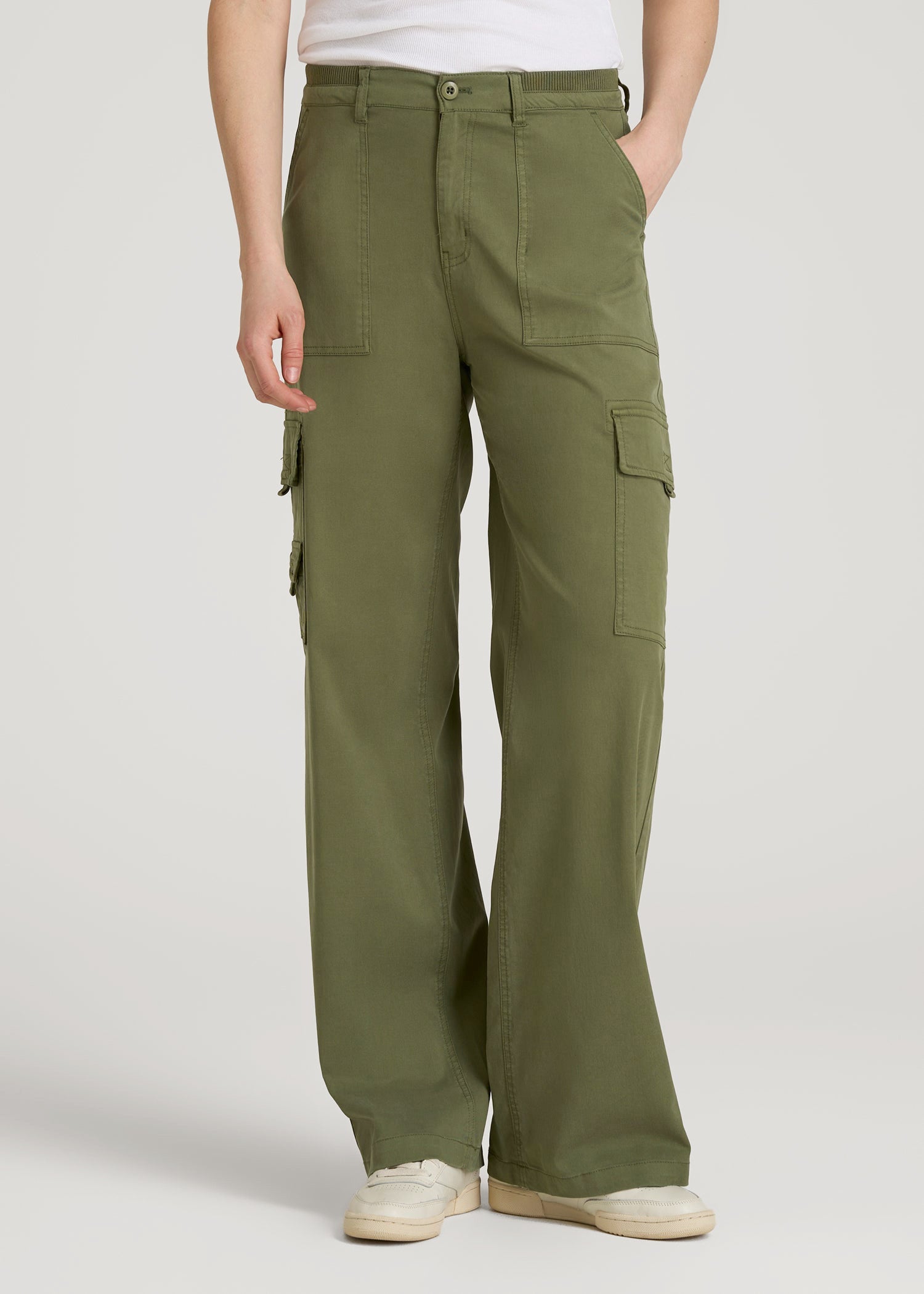 Garment Dyed Wide Leg Cargo Pants for Tall Women | American Tall