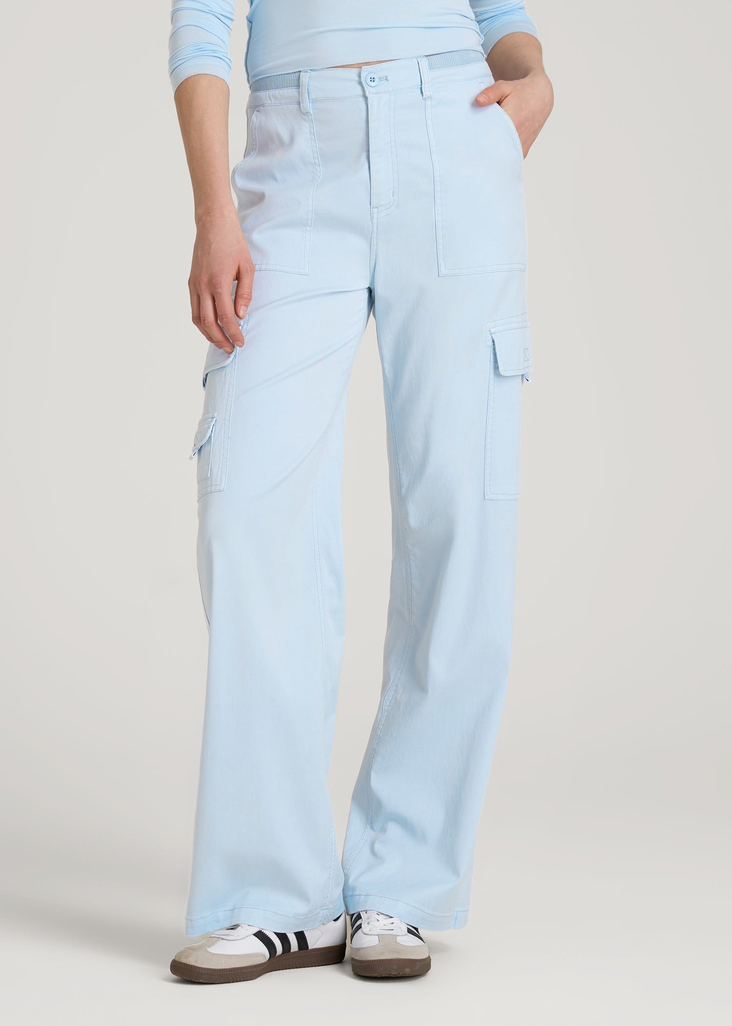 【10月24日迄】lig. wide cargo pant Blue Garment Dyed Wide Leg Cargo Pants for Tall Women | American Tall