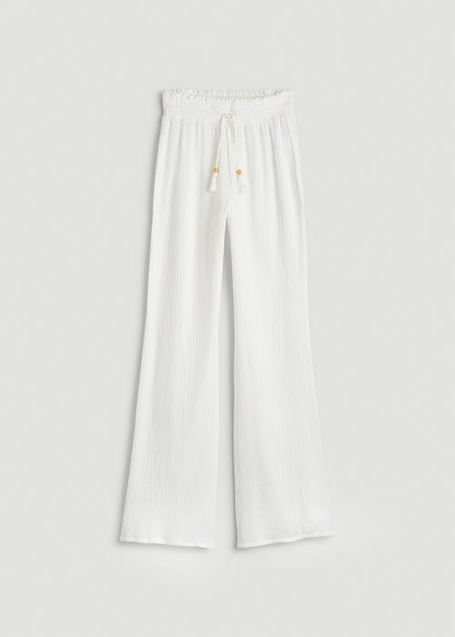 Gauze Cover Up Pants for Tall Women in Bright White