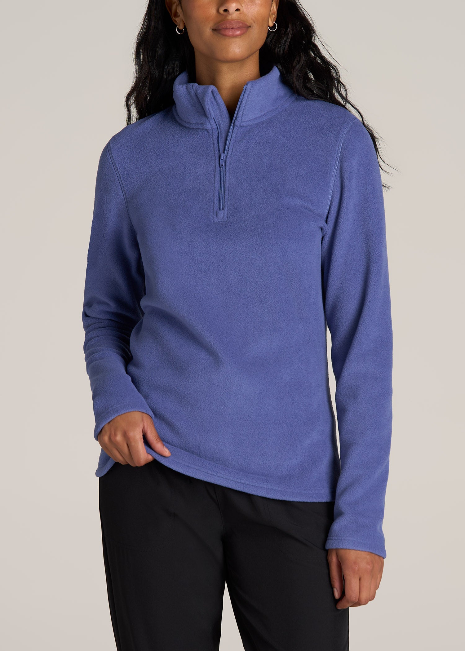 Half Zip Polar Fleece Pullover Sweater for Tall Women in Marlin Blue