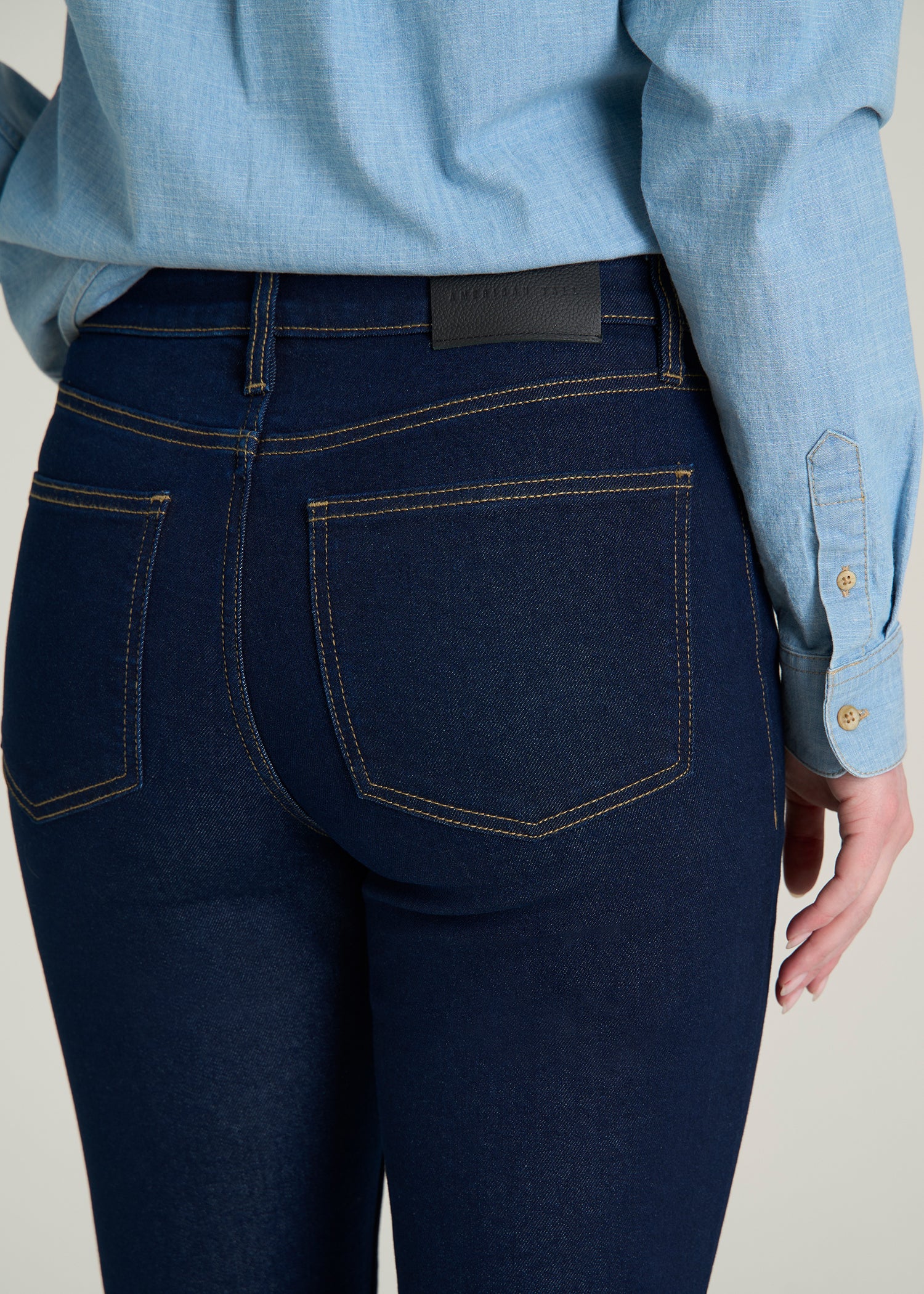 Harper High-Rise Straight Stretch Jeans for Tall Women in Deep Indigo Wash