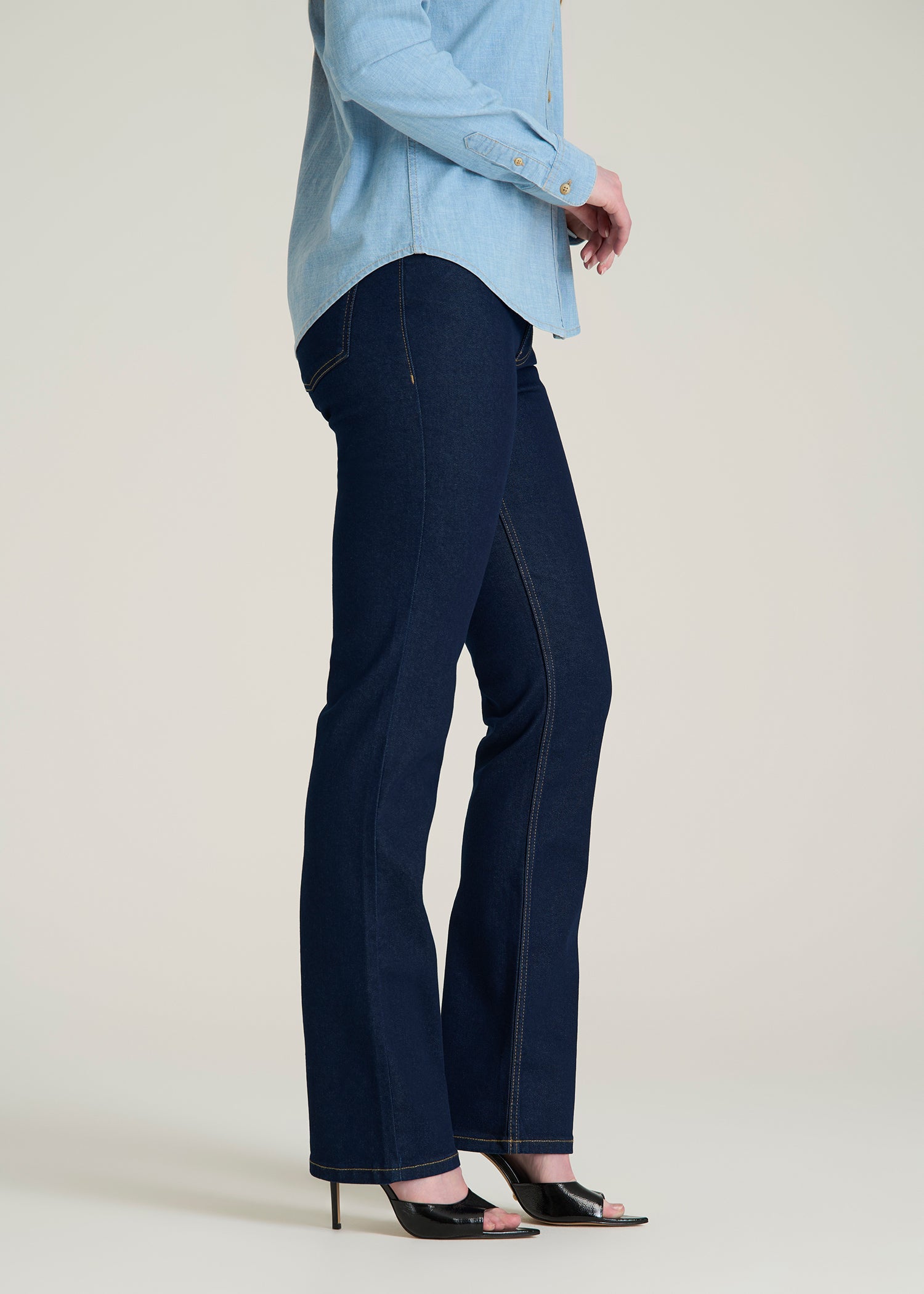 Harper High-Rise Straight Stretch Jeans for Tall Women in Deep Indigo Wash