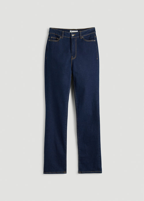 Harper High-Rise Straight Stretch Jeans for Tall Women in Ink Blue