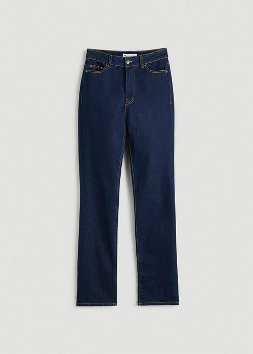 Harper High-Rise Straight Stretch Jeans for Tall Women in Ink Blue