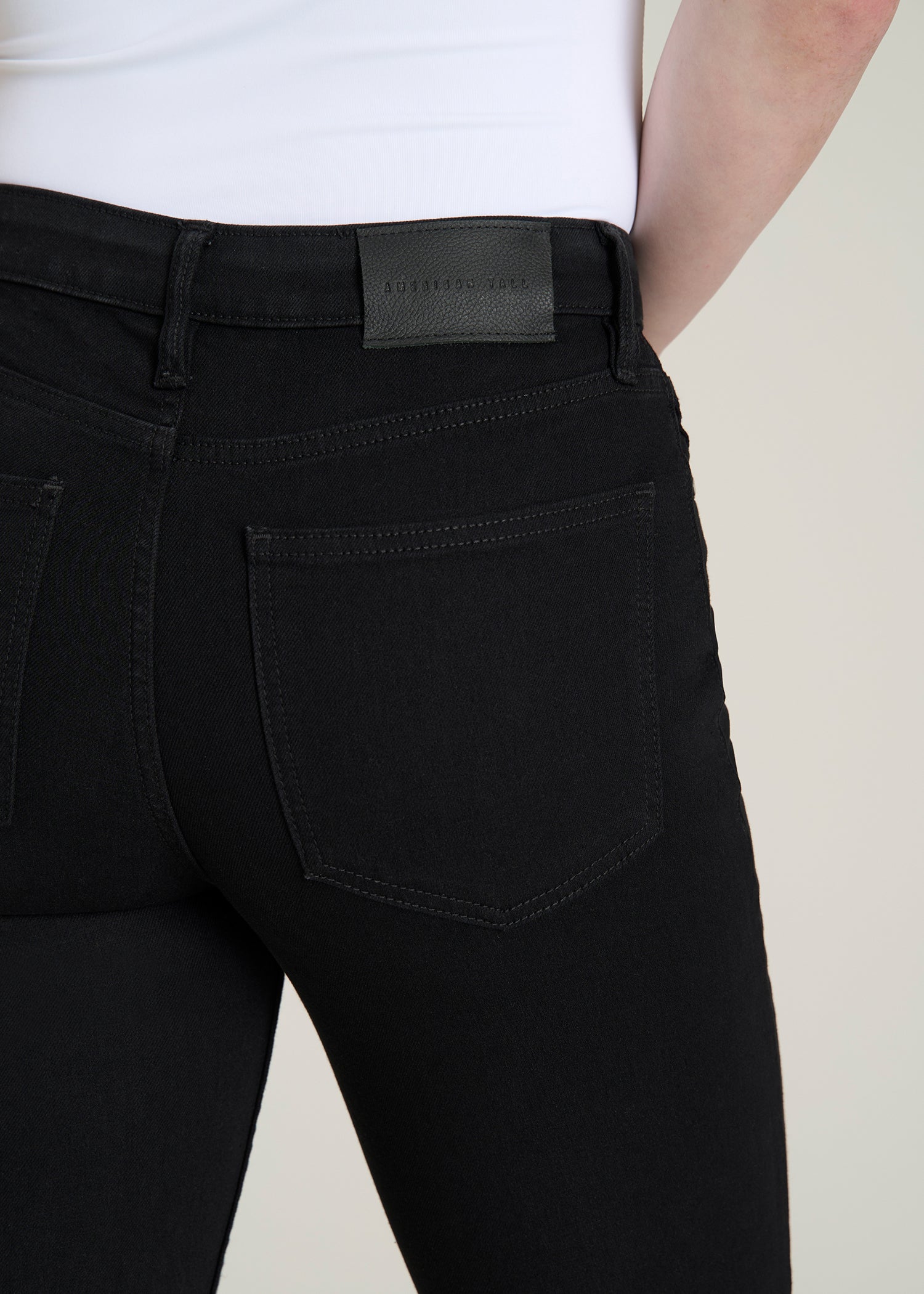 Harper High-Rise Straight Stretch Jeans for Tall Women in Optimum Black