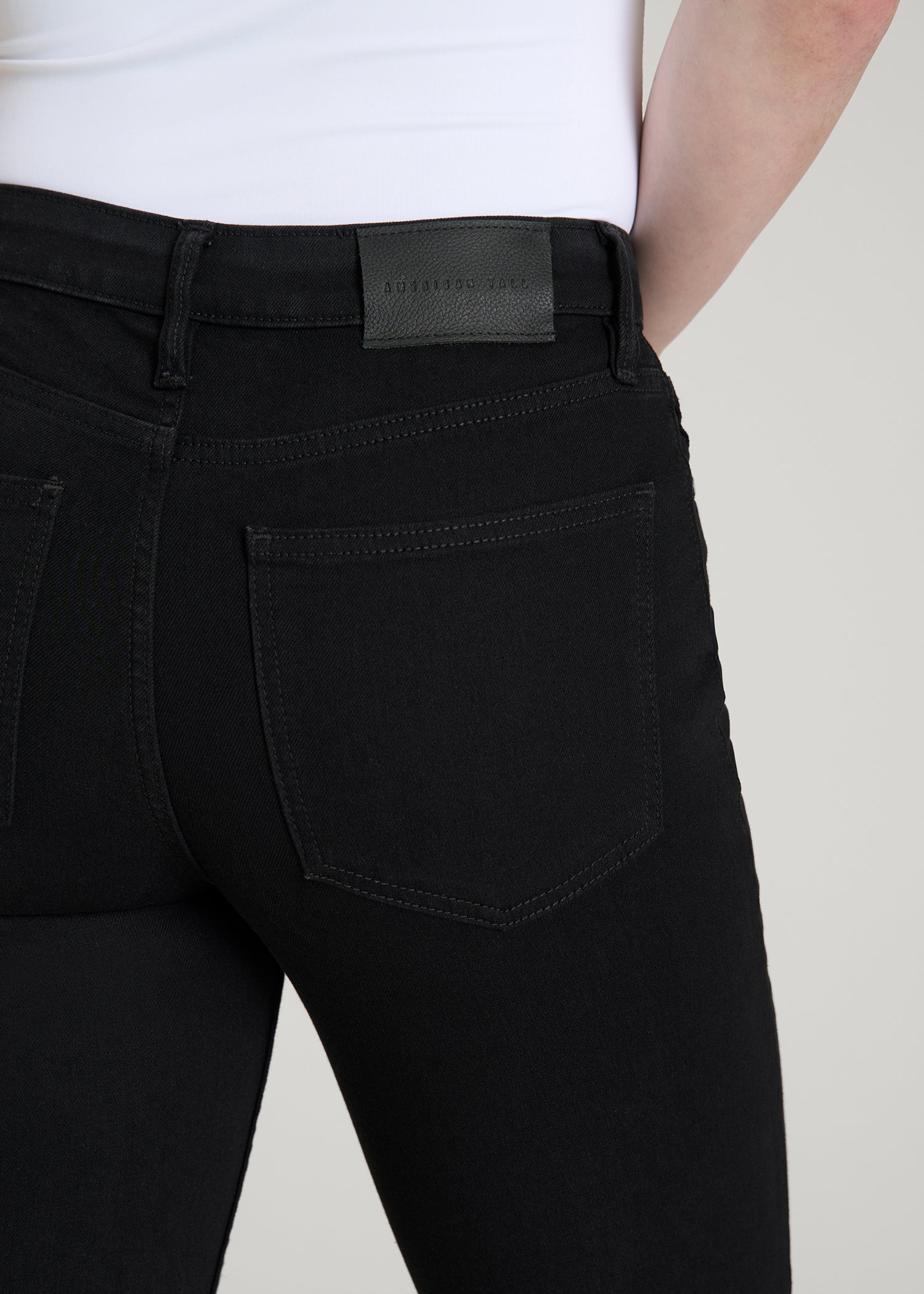 Harper High-Rise Straight Stretch Jeans for Tall Women in Optimum Black