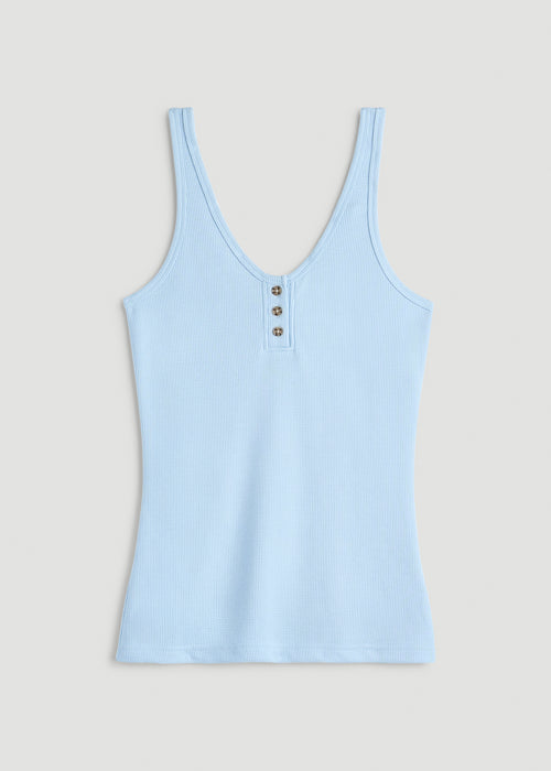 Waffle Tank Top for Tall Women in Ice Blue
