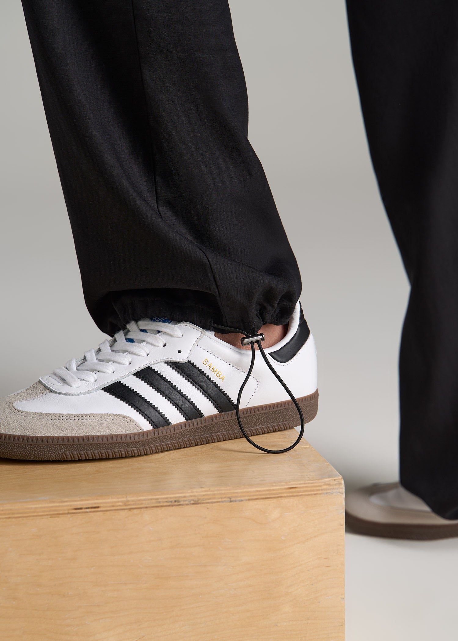 High Rise Cargo Parachute Pants for Tall Women in Black