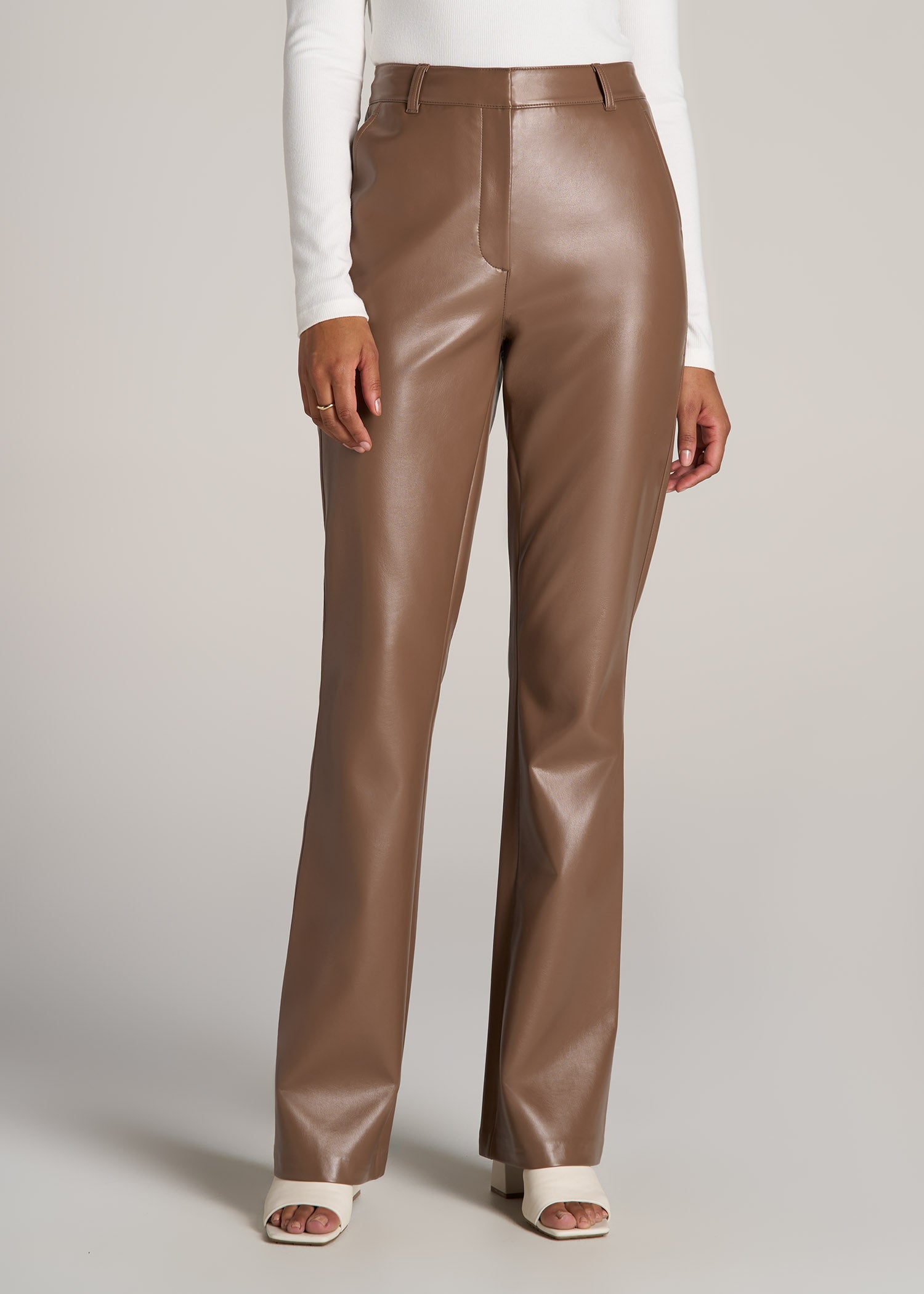 HIGH RISE FAUX LEATHER PANTS