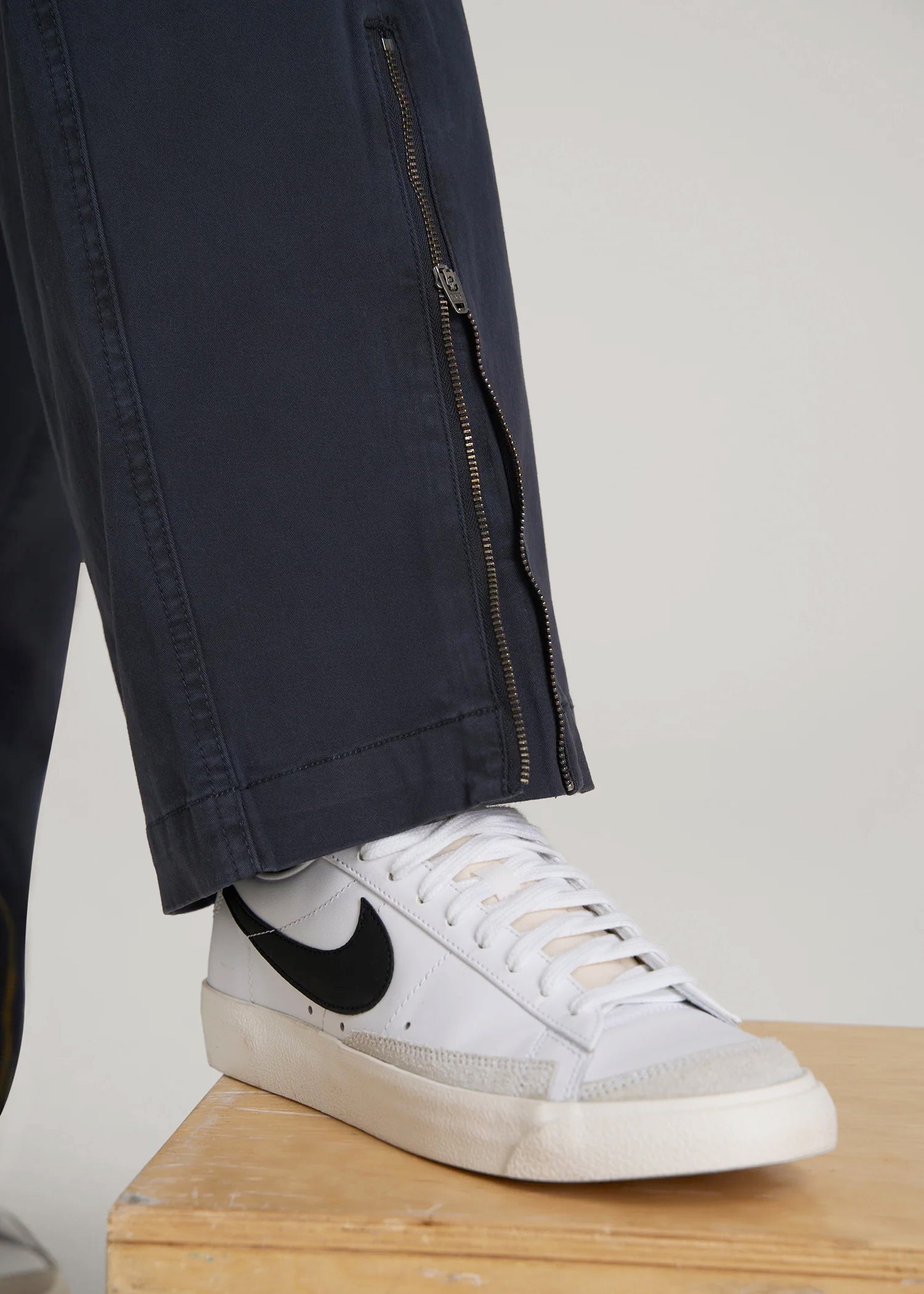 High Rise Garment Dyed Baggy Cargo Pants for Tall Women in Deep Navy
