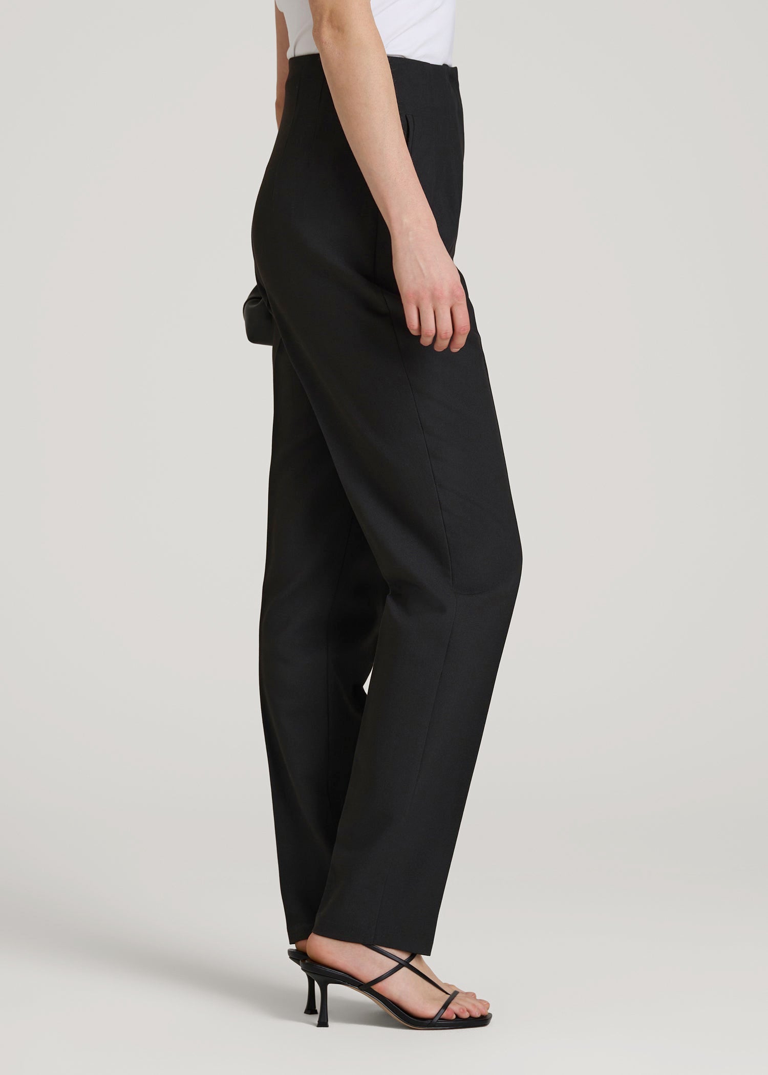 High Rise Pants with Darts for Tall Women in Black