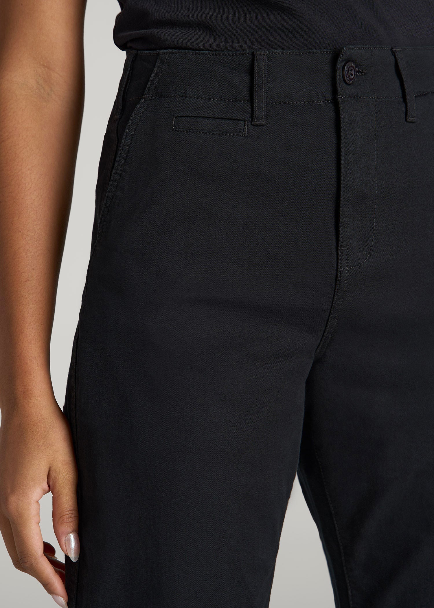 High Rise Tapered Chino Pants for Tall Women in Washed Black