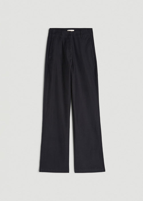 High Rise Wide Leg Flat Front Chinos for Tall Women in Black