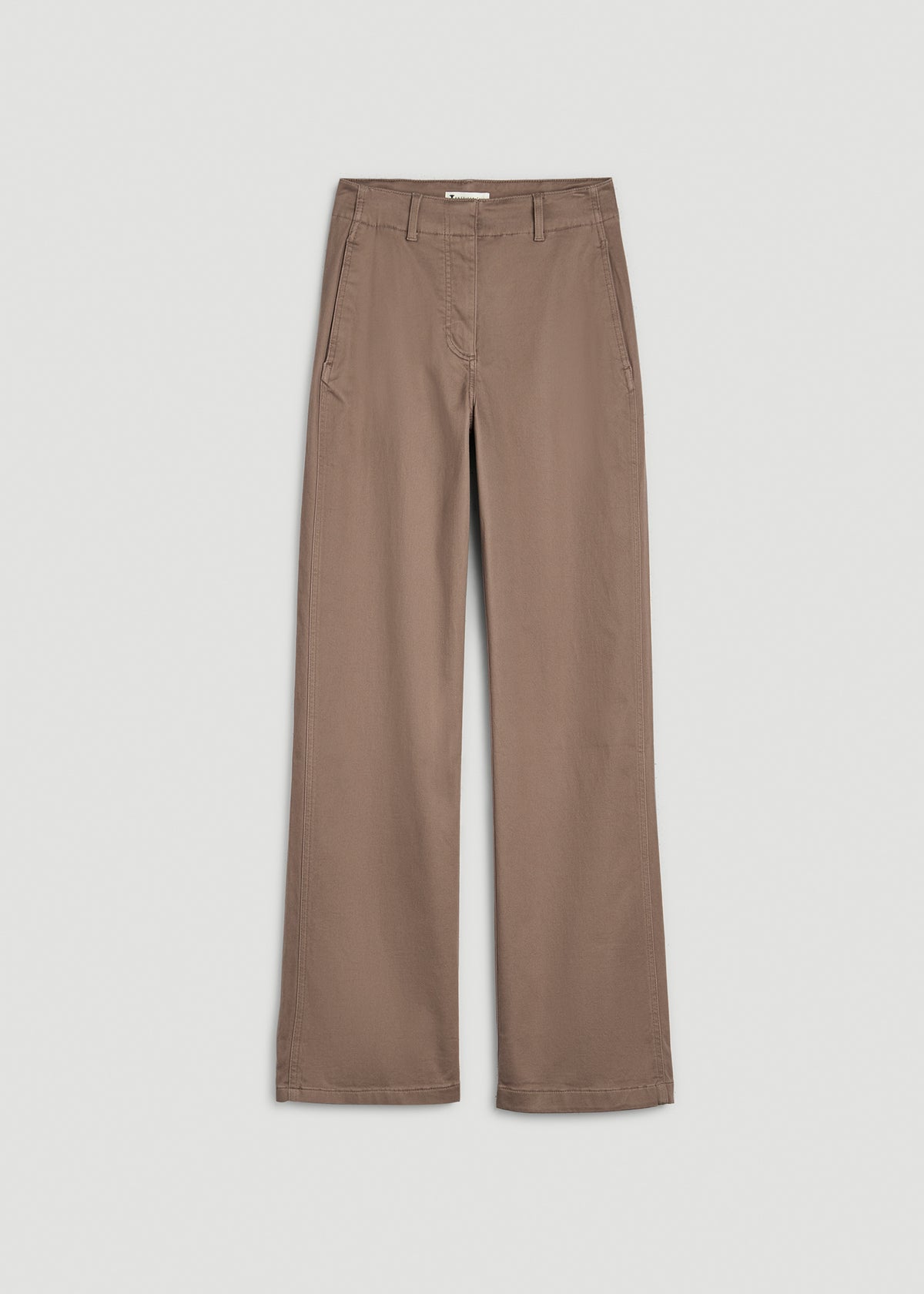 High Rise Wide Leg Flat Front Chino for Tall Women in Warm Brown
