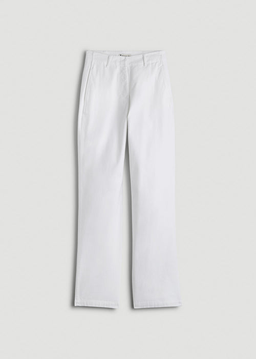 High Rise Wide Leg Flat Front Chinos for Tall Women in White