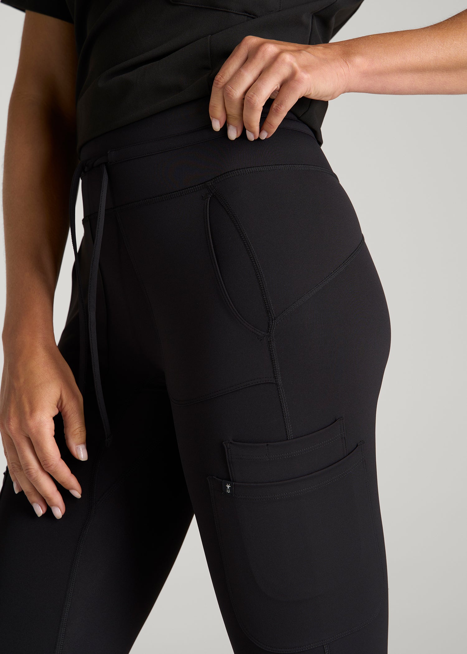 High Waisted Scrub Legging for Tall Women in Black
