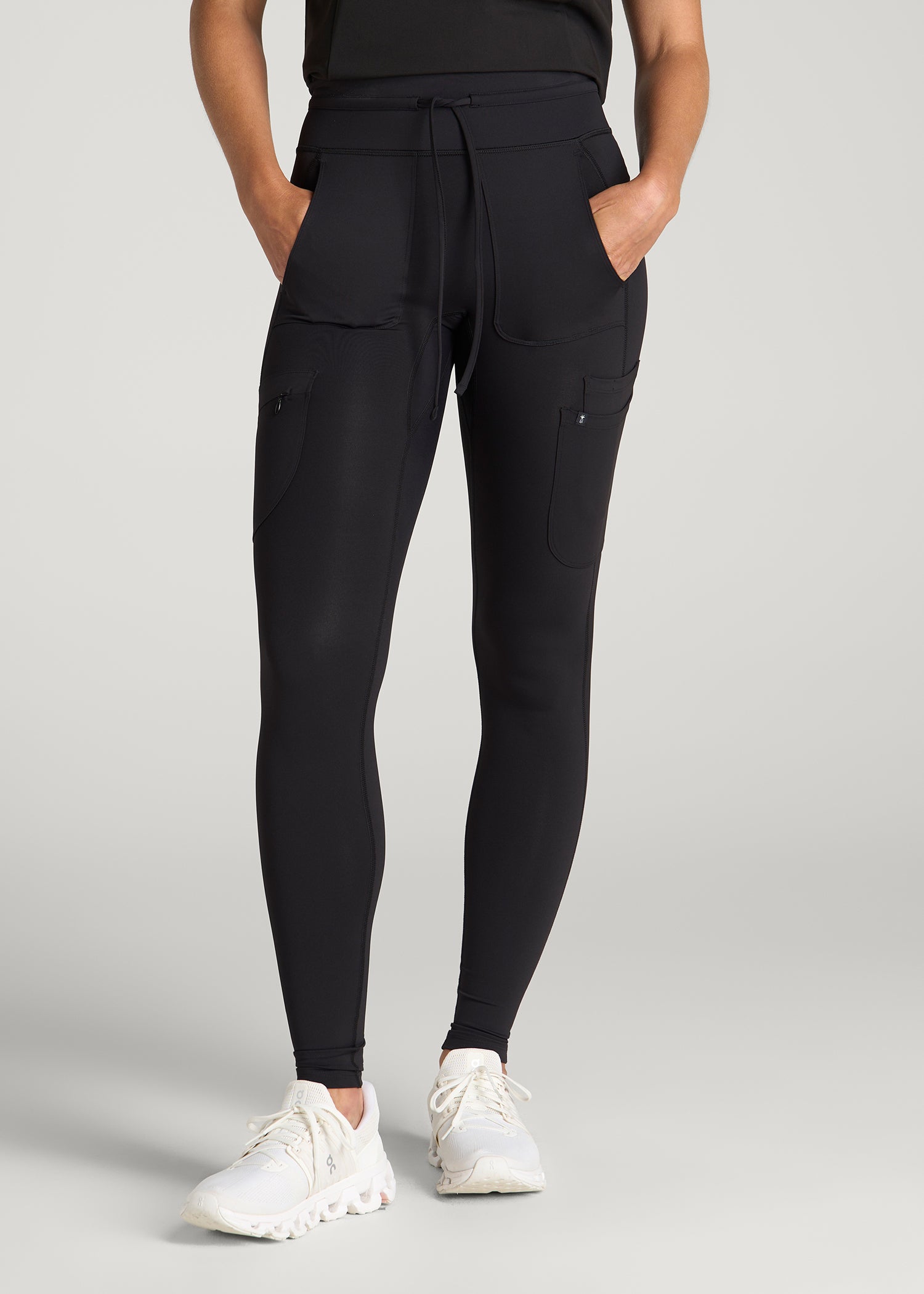 High Waisted Scrub Legging for Tall Women in Black