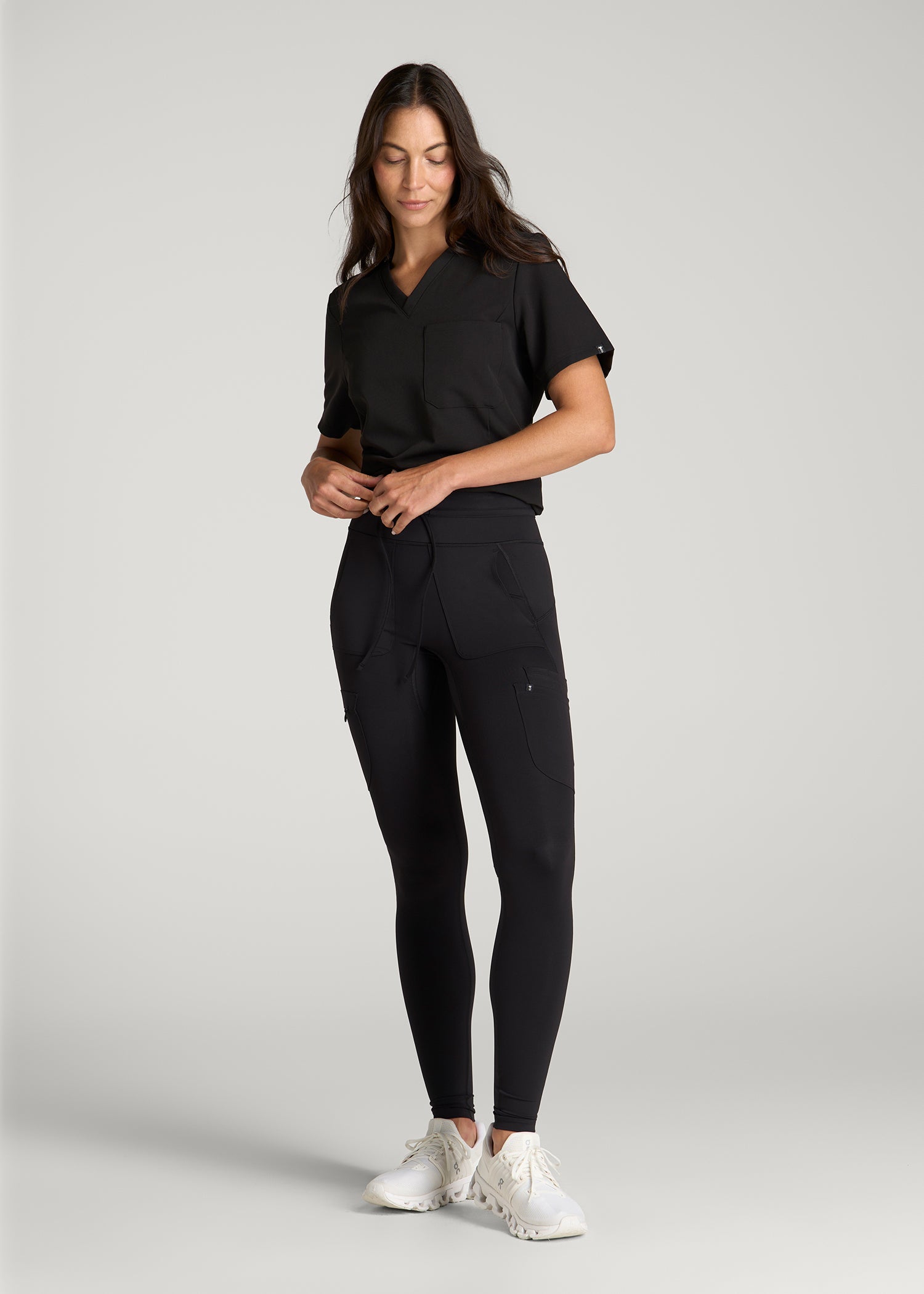High Waisted Scrub Legging for Tall Women in Black