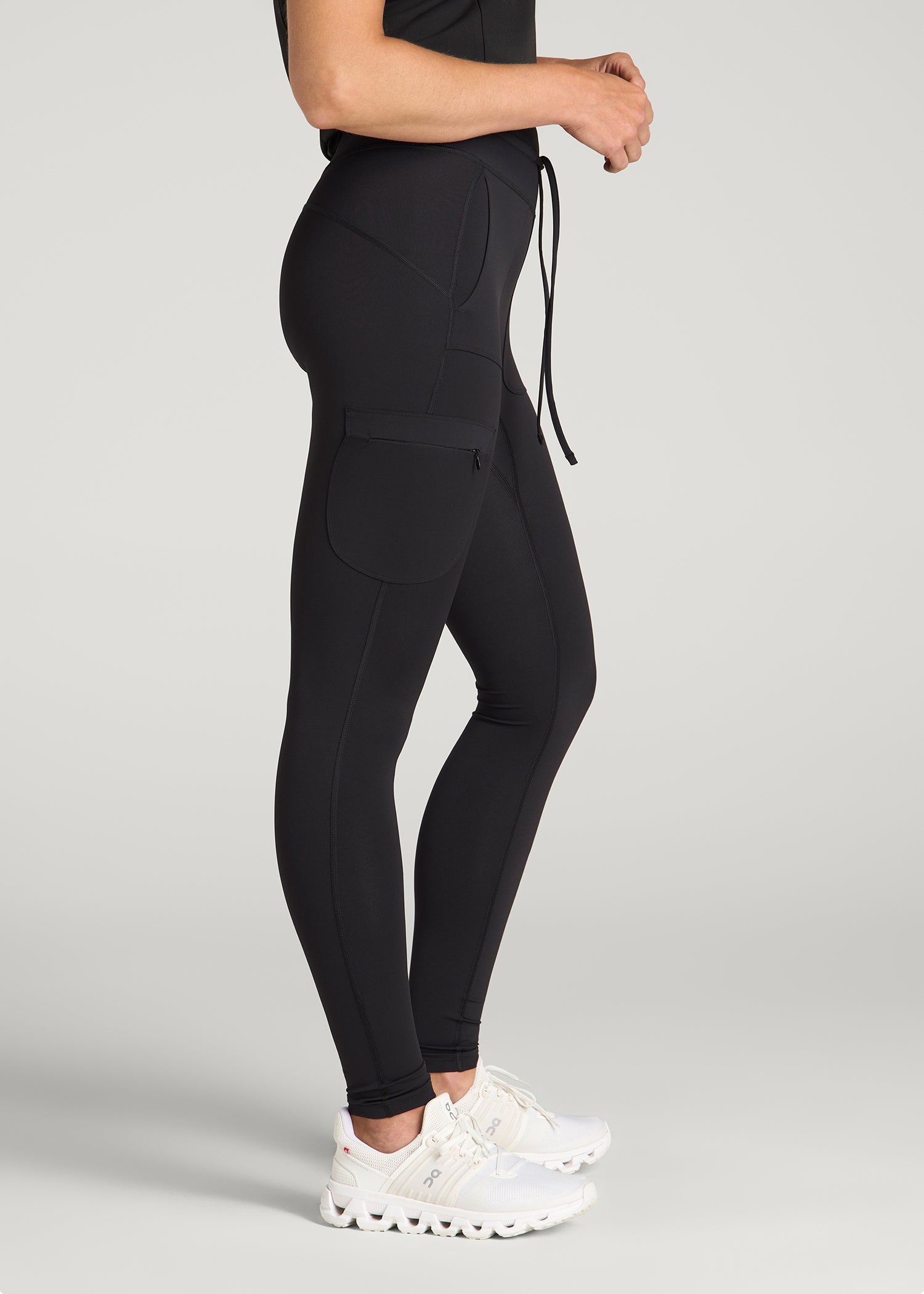 High Waisted Scrub Legging for Tall Women in Black