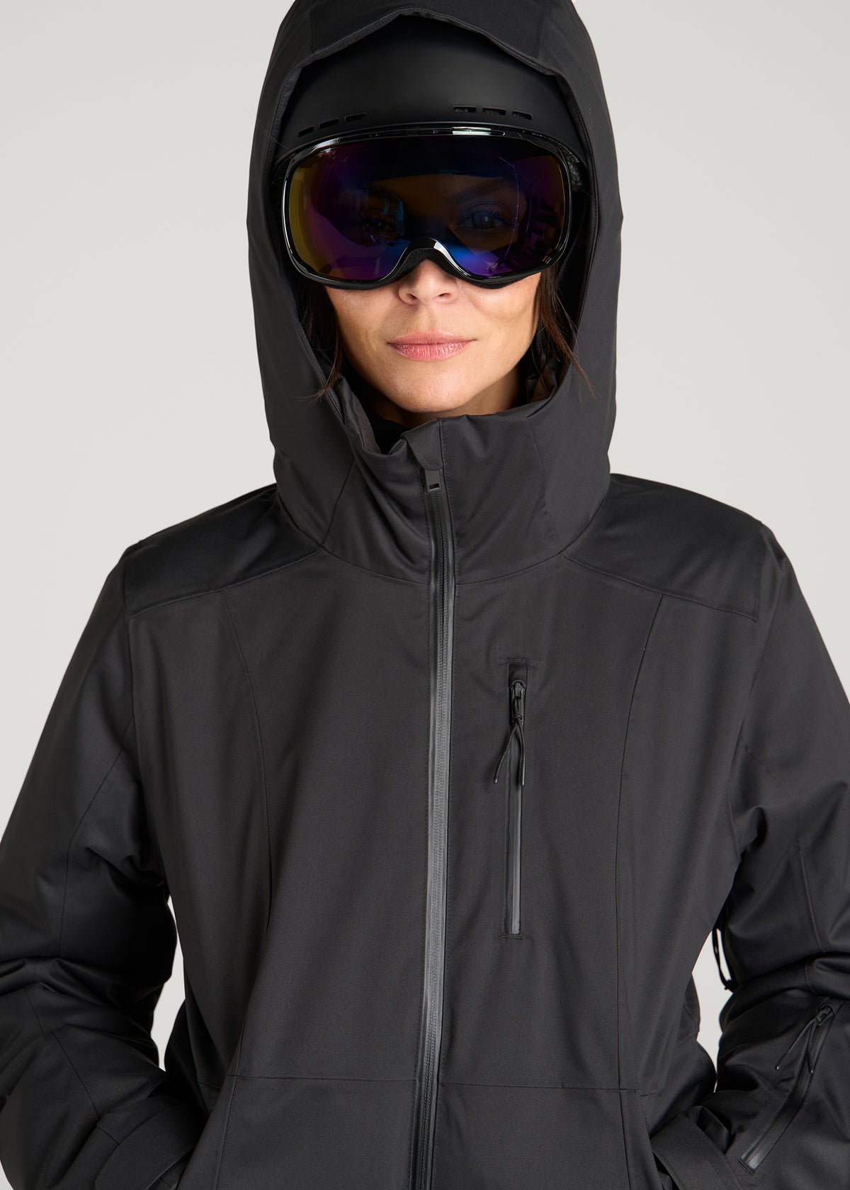 Insulated Ski Jacket for Tall Women in Black