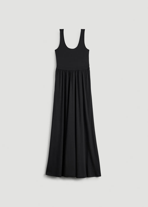 Jersey Tank Maxi Dress with Pockets for Tall Women in Black