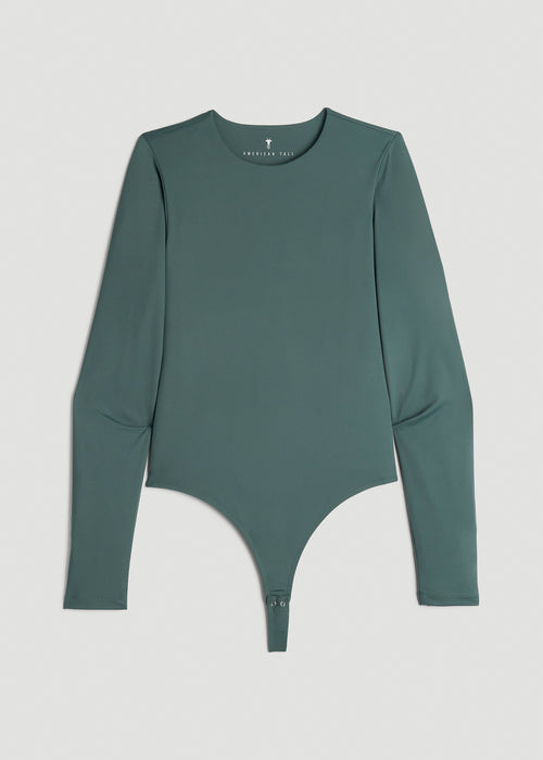 Long Sleeve Bodysuit for Tall Women in Balsam Green