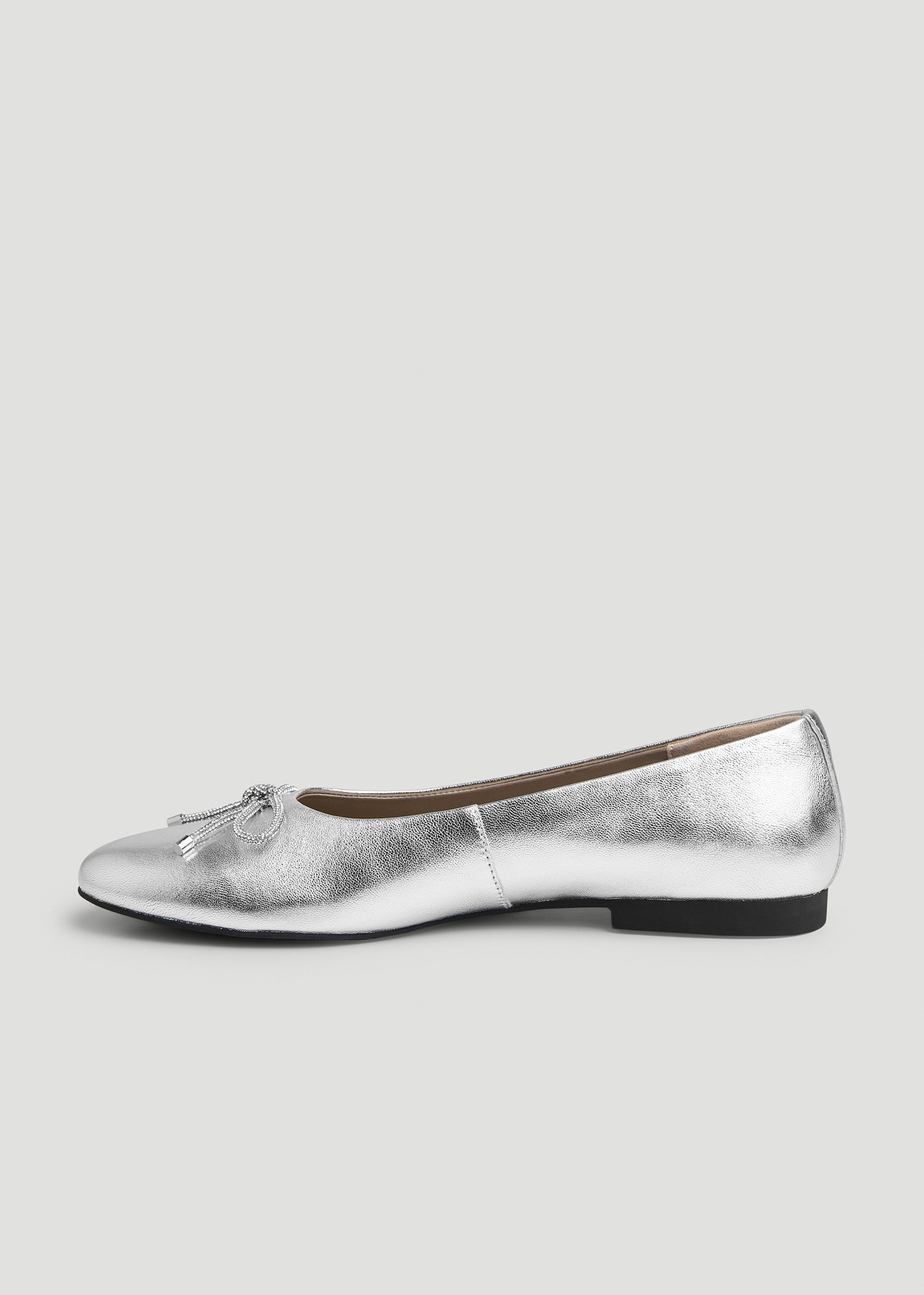 Leather Ballet Flat for Tall Women in Silver