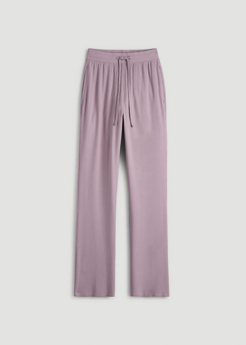 Ribbed Flare Pants for Tall Women in Smoked Mauve
