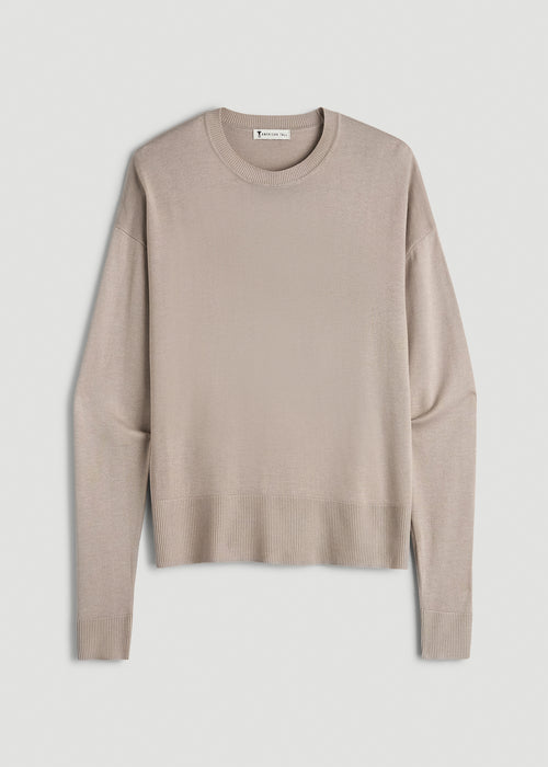 Linen Blend Knit Crewneck for Tall Women in Atmosphere