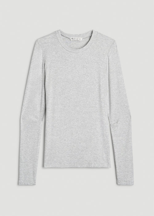 FITTED Ribbed Long Sleeve Tee for Tall Women in Grey Mix