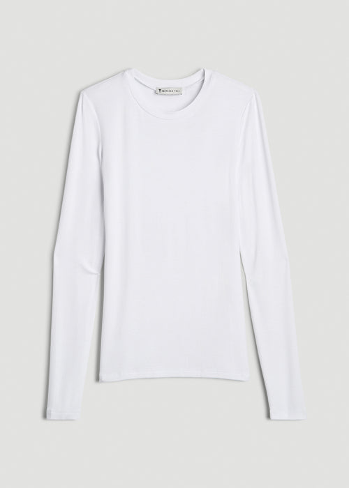 FITTED Ribbed Long Sleeve Tee for Tall Women in White