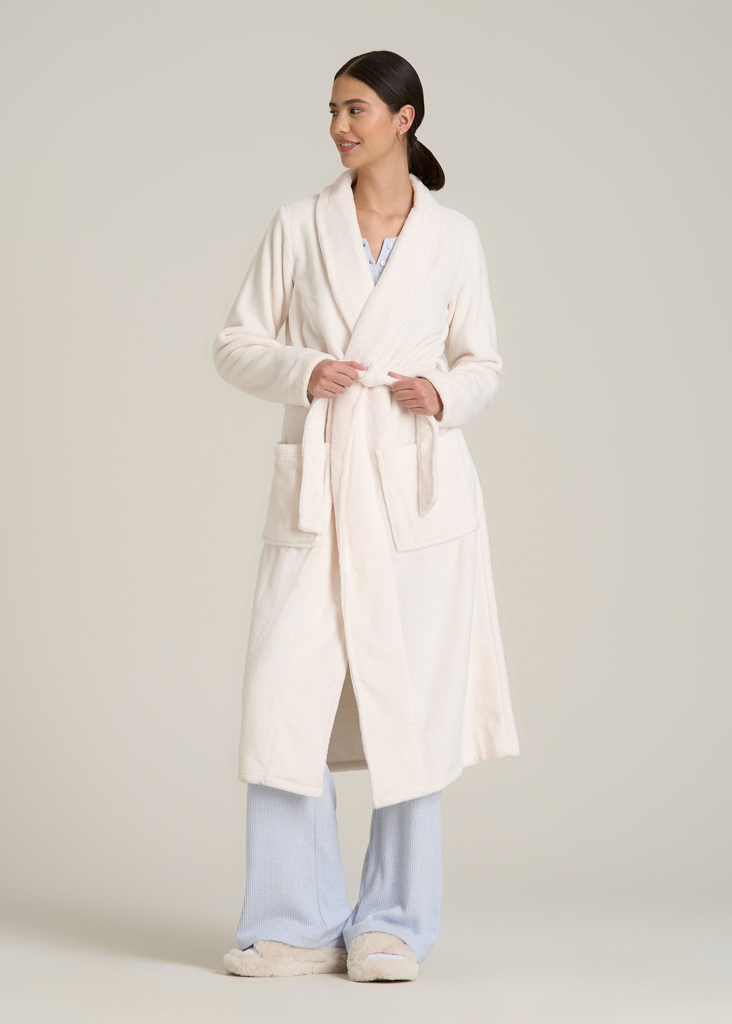 Lounge Robe for Tall Women in White Alyssum