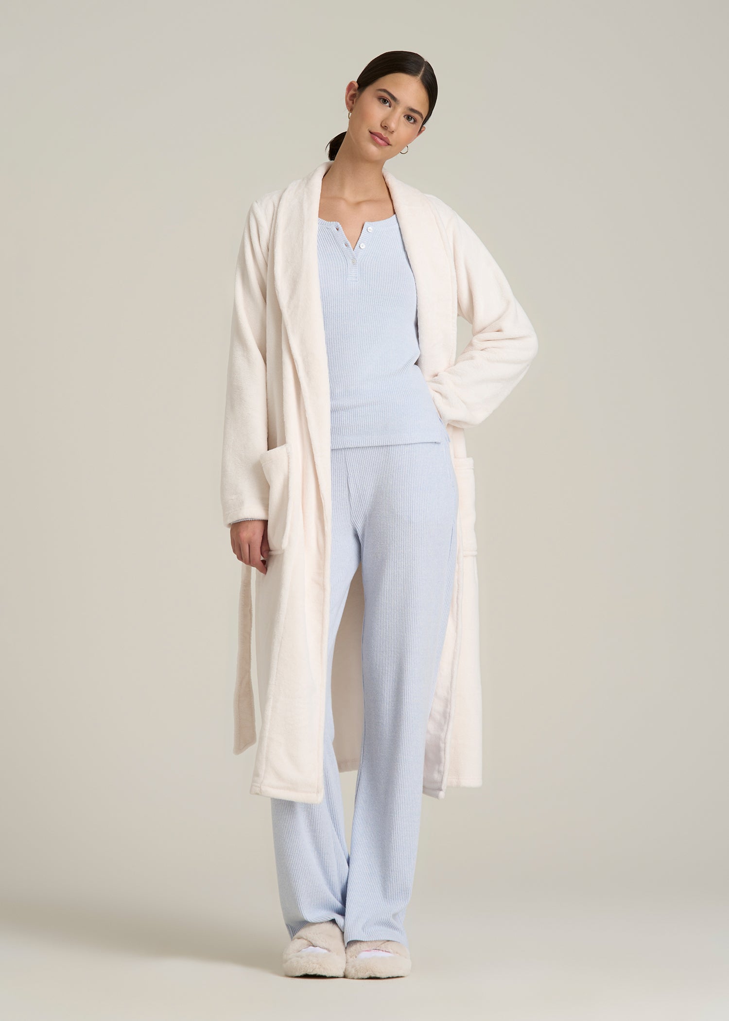 Lounge Robe for Tall Women in White Alyssum