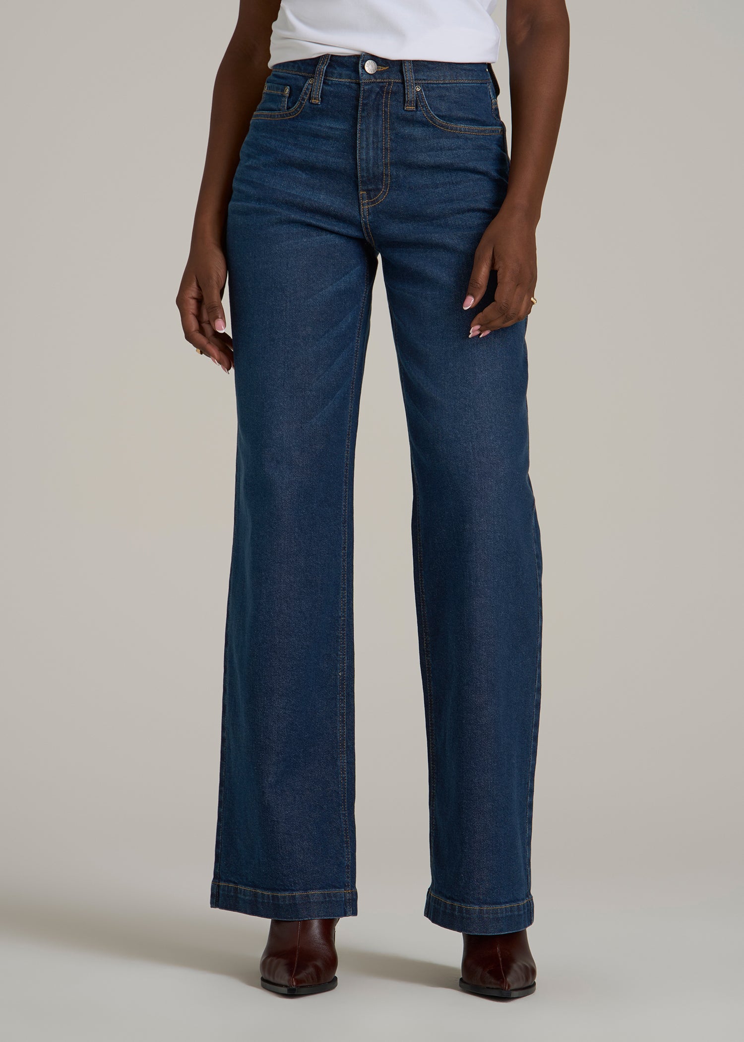Luna High-Rise Wide-Leg Jeans for Tall Women in Dark Blue Wash