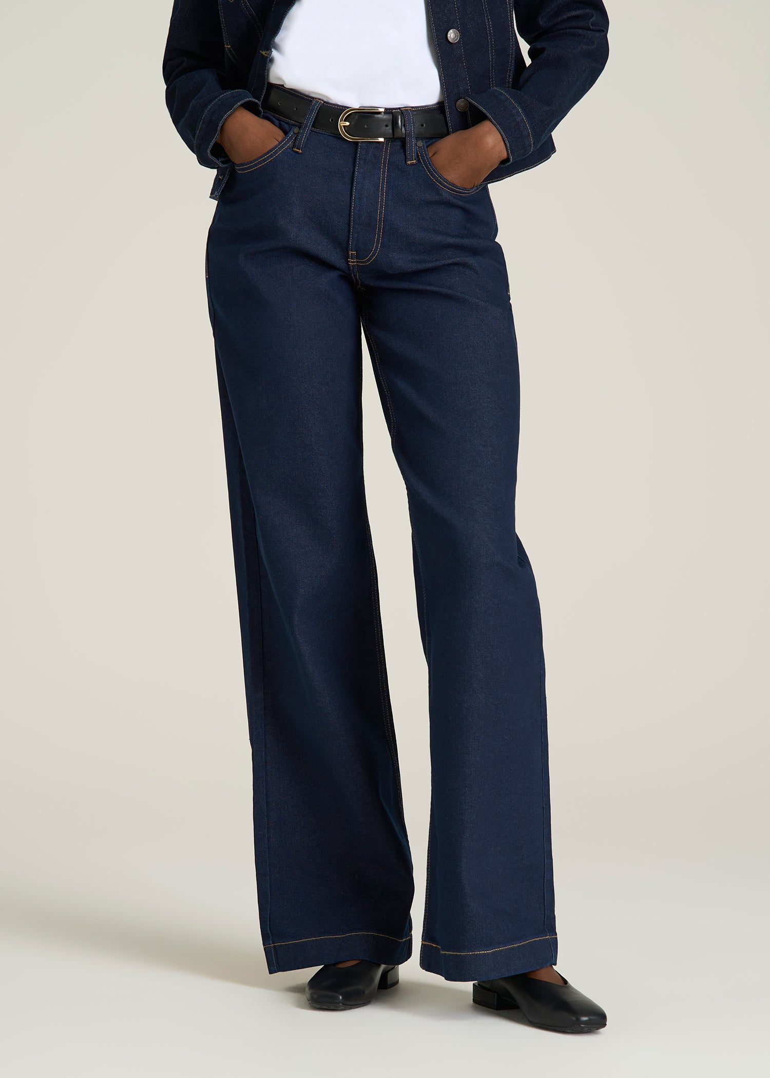 Luna High-Rise Wide-Leg Jeans for Tall Women in Deep Indigo Wash